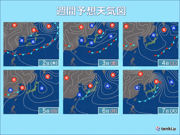 2日から晴れて気温上昇　6日はやや荒天