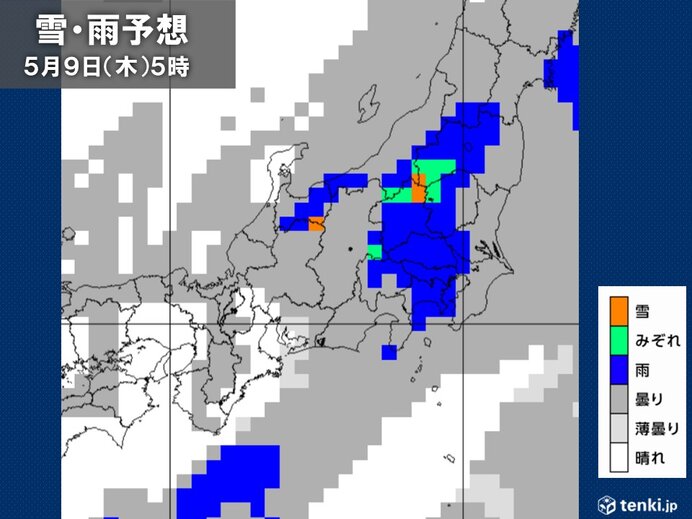 本州の山　湿った雪やみぞれの可能性