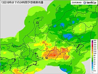 関東地方は今夜から明日13日にかけて雨　今年一番の大雨の所も