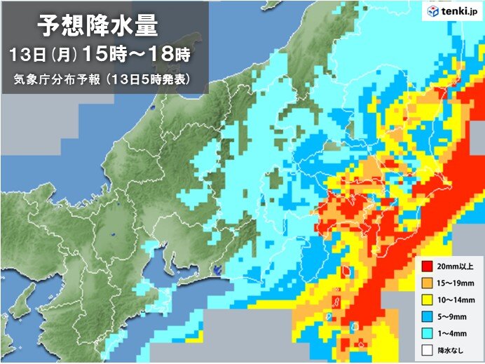 局地的に「激しい雨」や「非常に激しい雨」