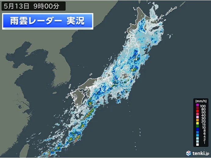 大雨エリアは東へ