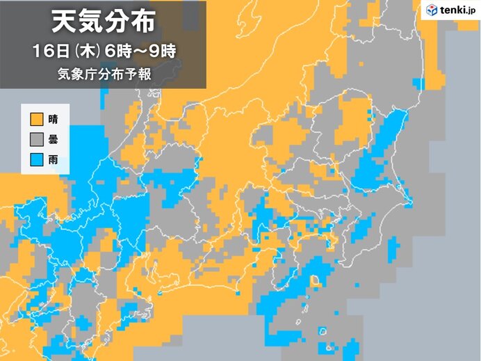 明日16日　朝は沿岸部で雨　午後は内陸部で急な雨や雷雨に注意