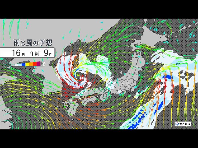 16日～17日　寒冷渦の影響　大気の状態が非常に不安定