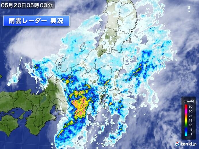 今日20日　東海に活発な雨雲　激しい雨に注意　関東甲信～東北も昼頃まで雨や雷雨