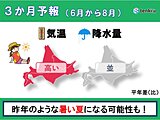 北海道の3か月予報　昨年のような暑い夏になる可能性も!!