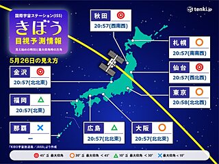 明日は「きぼう」が見られるチャンス　北海道から近畿にかけては好条件