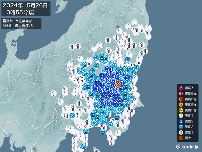 茨城県や東京23区などで震度3の地震　津波の心配なし