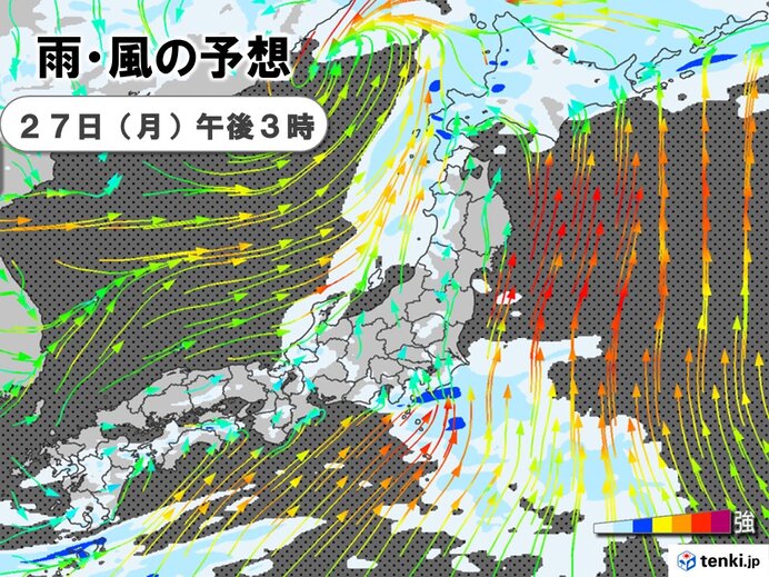 明日27日はメイストームによる強風注意　28日は九州～関東で警報級の大雨の恐れ