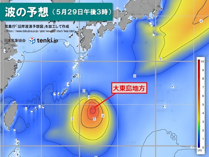 大東島地方に暴風・波浪警報が発表中　今夜まで暴風・高波に警戒