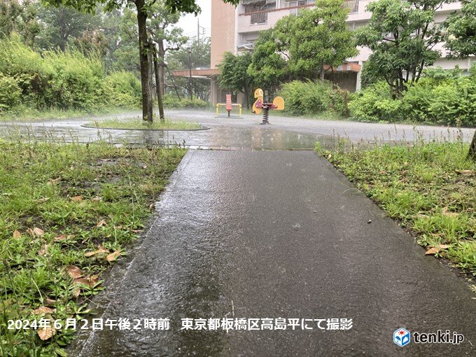 東京都心でも雨や雷雨