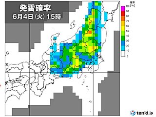 4日　関東や東北などで発雷確率高く　午後は急な強い雨や雷雨に注意