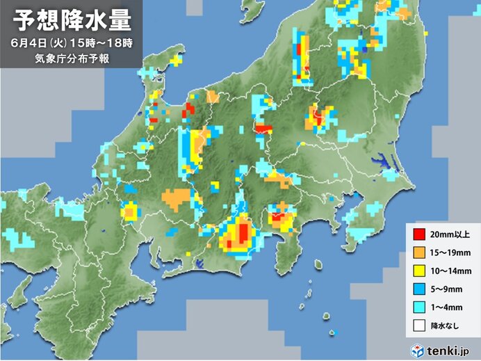 山沿いで雨雲発達　帰宅時間帯は都心にも流れ込む恐れ