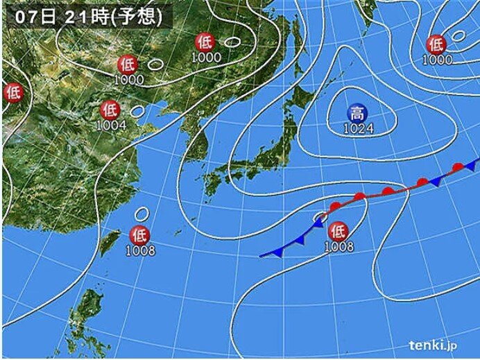 上空には寒気　大気の状態が不安定に