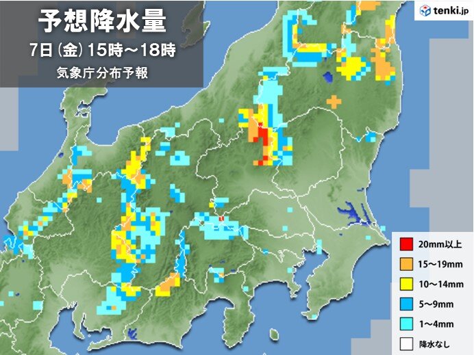 7日の関東　内陸や山沿いなどで急な雨や雷雨　空模様の変化に注意
