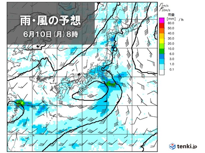 8日(土)～10日(月)　低気圧が通過　大気の状態が不安定