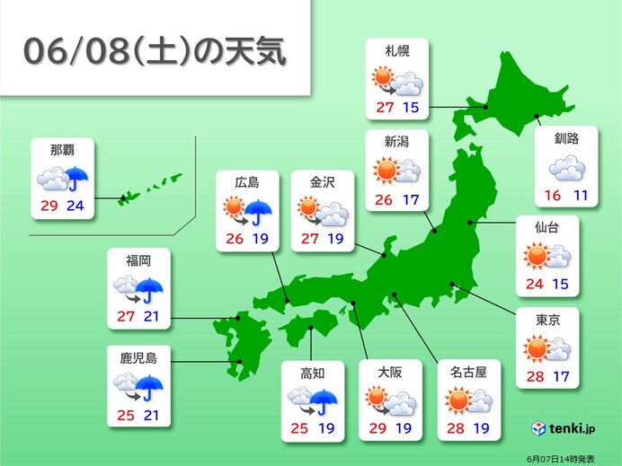 明日は西から天気が下り坂