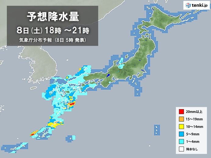 沖縄は急な強雨・落雷注意　夜は九州と四国で本降りの雨