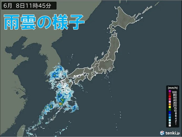 九州の広い範囲で雨が降り出す　午後は中国や四国でも傘の出番