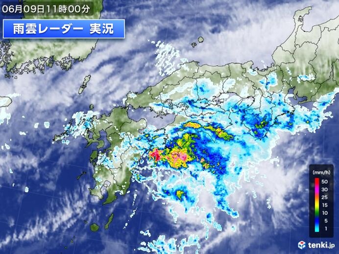 九州南部や四国　梅雨入り早々に警報級大雨　3時間で100ミリ超え　強雨エリア東へ