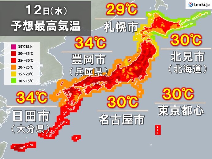 札幌市でも30℃に迫る暑さ　東京都心も今年初の真夏日か