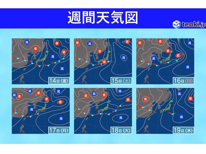 2週間天気前半:13日(木)～19日(水)