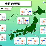 沖縄・奄美は週末も大雨に警戒　15日(土)夜は関東も「激しい雨」や雷雨に注意