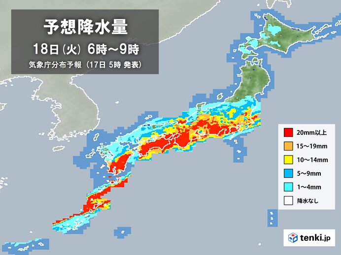 梅雨前線北上 明日18日は九州～関東に活発な雨雲 朝の通勤時に滝のような雨の所も(気象予報士 戸田 よしか 2024年06月17日) - tenki.jp