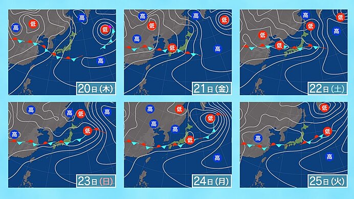 19日(水)～25日(火)　本州も続々と梅雨入りへ