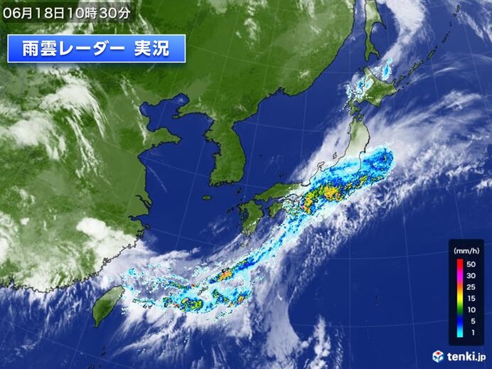 太平洋側を中心に滝のような雨　6月1位の大雨の所も