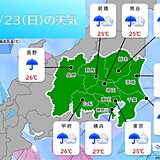 関東　今日23日は昼前まで本降りの雨　午後も念のため傘を　明日24日は暑さに注意