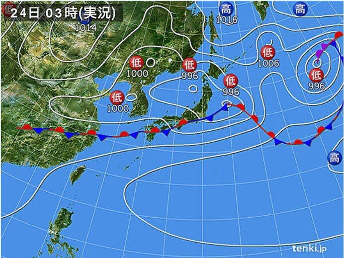 梅雨前線　九州付近に停滞