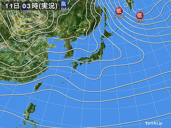 11日　全国的に天気崩れる　関東でも雪か