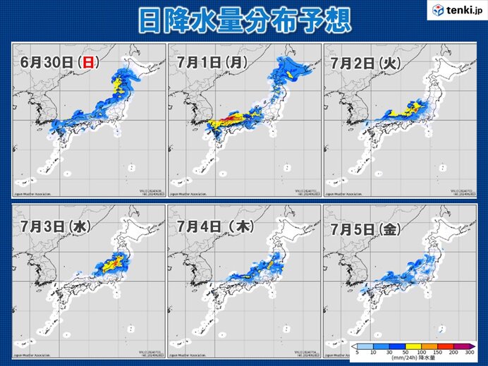 警報級の大雨エリア　来週は太平洋側から日本海側へ移る　蒸し暑さレベルアップ
