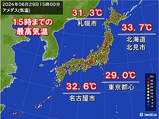 札幌で今年初の真夏日　東京都心や名古屋は不快指数「高」　明日も札幌は真夏日予想