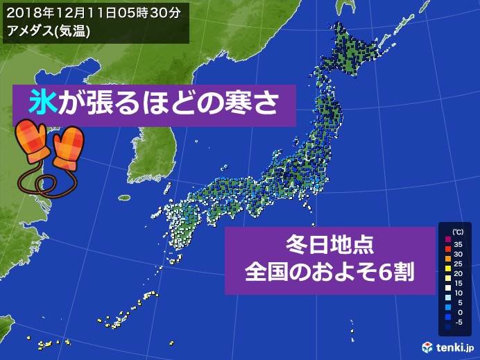 冬日地点は今季最多　初氷・初霜の便り続々