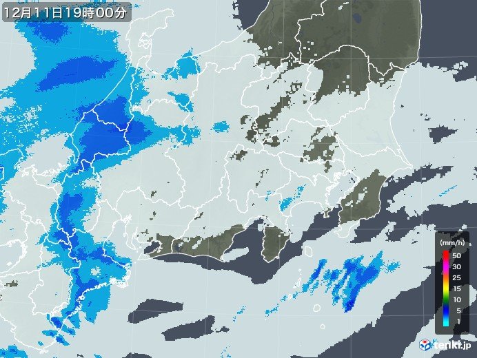 関東　夜は広く雨　北部では雪
