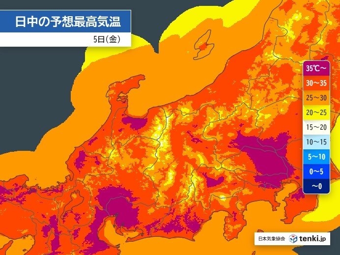 今日5日は名古屋や岐阜で37℃予想　暑い時間が長く続く