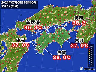 四国　高松など猛暑日続出　高知県の佐賀では38℃と危険な暑さに