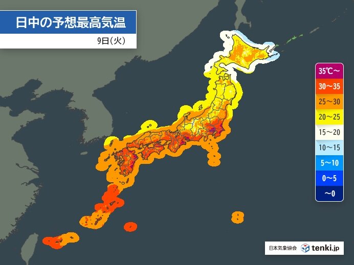 日中も体温並みの危険な暑さ