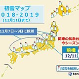 初雪の観測　5日間で一気に増加