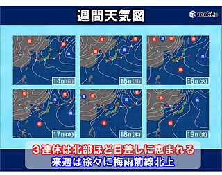 東北　3連休は北部ほど日差しに恵まれる　来週中頃からは梅雨前線北上