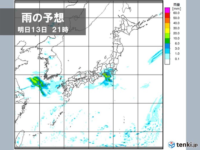 明日13日も局地的に激しい雨　大雨となった西日本も再び雨強まる　土砂災害など注意_画像