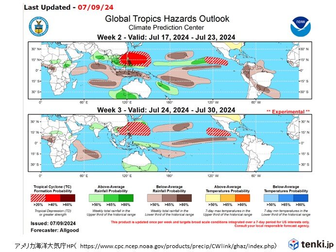 台風など熱帯擾乱が発生しやすく　夏空と猛暑の一因にも