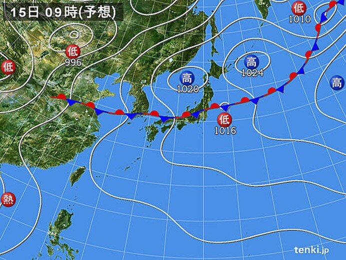 15日(月)にかけても梅雨前線が北陸付近に停滞　激しい雨に注意　予想降水量は