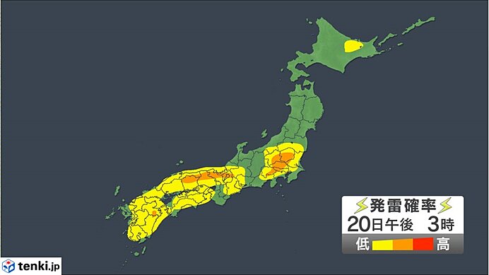 午後ほど雨雲が発達しやすい