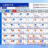 東北北部は22日頃まで大雨警戒　東北南部も急な雷雨と危険な暑さに　2週間天気