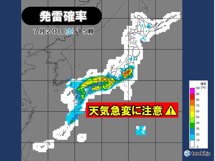 東京都心　昼前に35℃以上の猛暑日を観測　午後は関東甲信を中心にゲリラ雷雨に注意