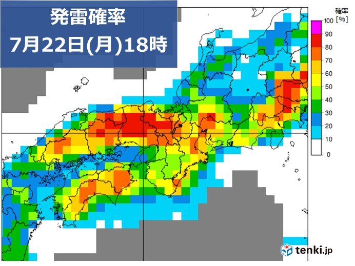 関西　今日22日は晴れていても油断禁物　都市部でも夕立の所がありそう