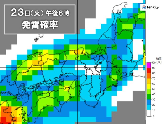 気温上昇で午後は夕立の所も　山沿いを中心に急な強い雨や落雷に注意