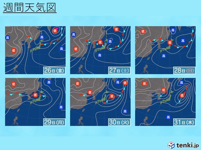 25日(木)～31日(水)　天気急変も　激しい雨に注意